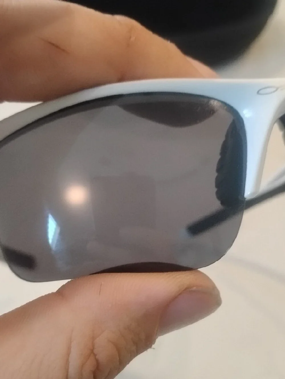 Oakley White and Black Half Jacket Frames With Black Lenses